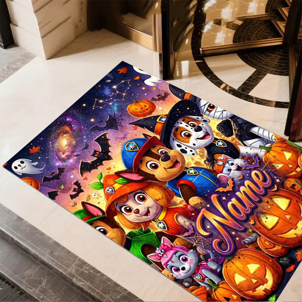 Bluey Halloween Party Customize Your Name Area Rug Design for Kitchen Foyer Outdoor Living Rooms Antislip Carpet Anime Office Decor Best for Christmas