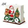 Christmas Home Decor Wooden Tissue Holder, Napkin Dispenser with Santa Gingerbread House Elk Rack Pattern, Decorative Organizer for Dining Table