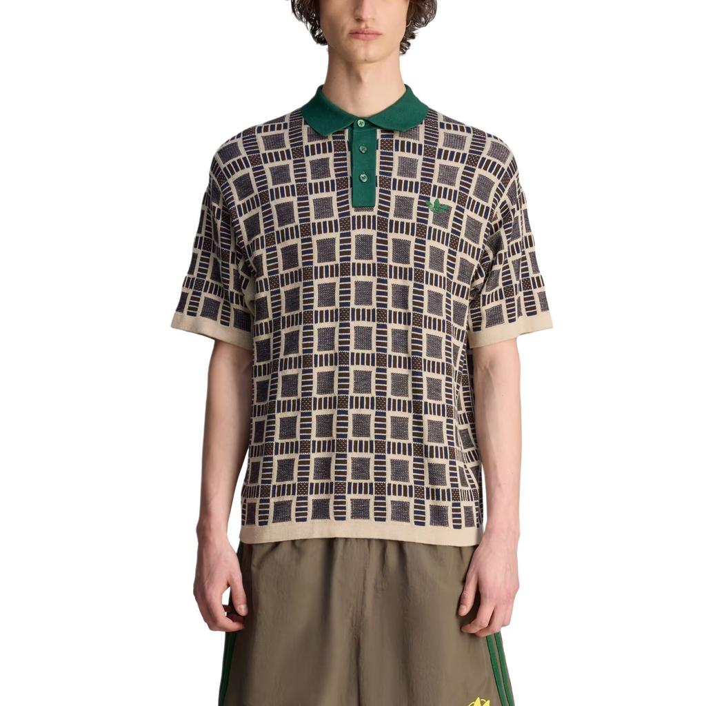 adidas Originals X Brain Dead Collaboration Trefoil SS25 Sports Fashion Comfortable Short Sleeve Polo Shirt Unisex Polo Shirts Dust-Sand JN7151