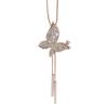 Butterfly Rhinestone Bow Tassel Necklace for Women - Fashionable Sweater Chain Pendant Accessory