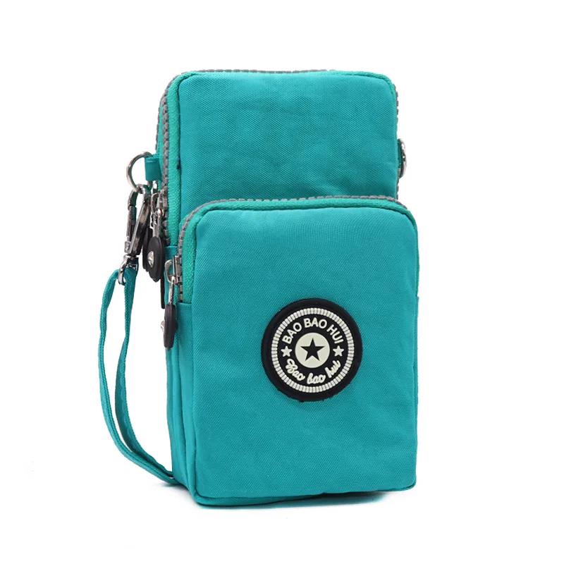 Nylon Schulter-Crossbody-Handytasche für Damen, Sport Laufen Mehrschichtige Reißverschlusstasche Armbandtasche, Clutch Münzbörse, Schlüsselhalter