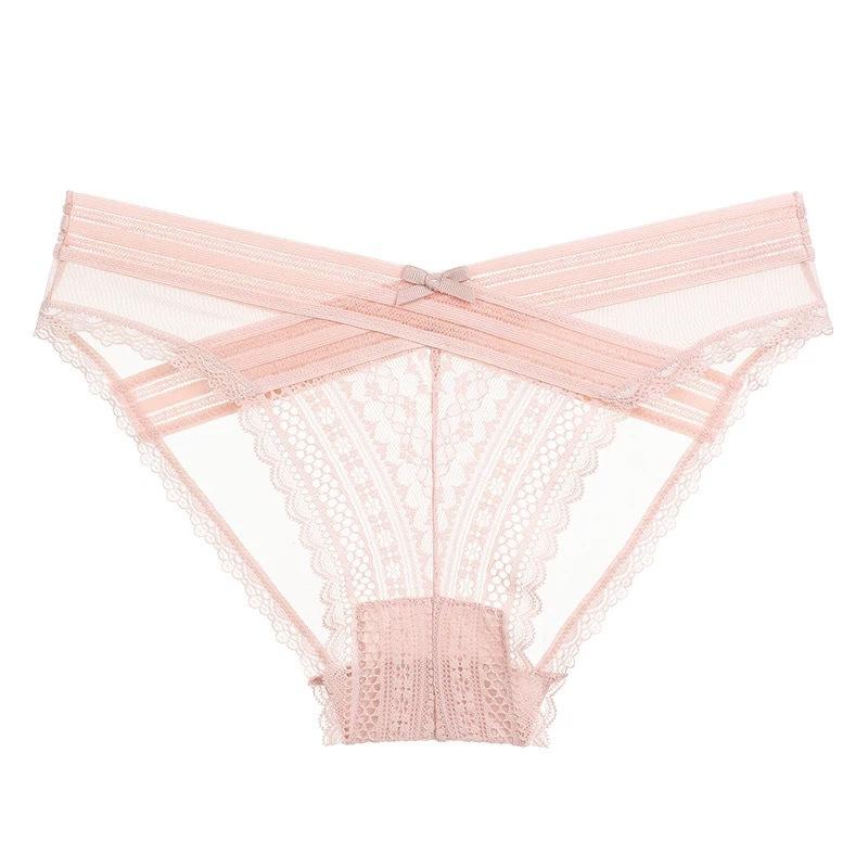 Sexy lace panties French ultra-thin see-through crotch pure cotton women's panties hip-lifting low-rise briefs