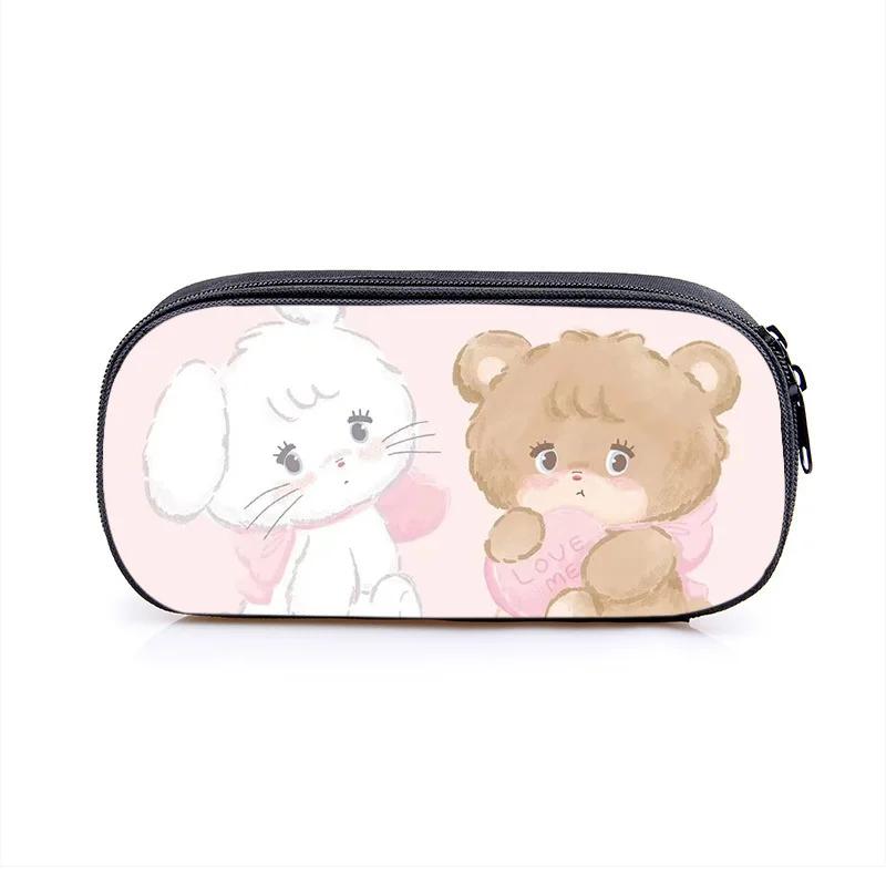 Mikko Pencil Bag Anime Pencil Cases Canvas Kawaii Stationery Box Children's Office Student School Supplies Stationary