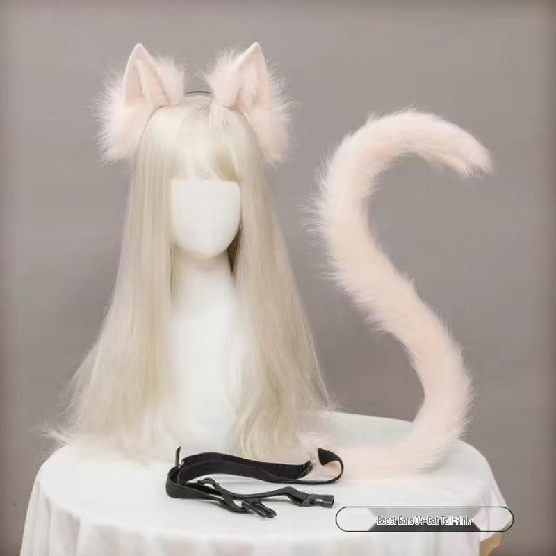 Plush Animal Ear and Tail Set - Cat Ears, Wolf Ears, and Tail Headband
