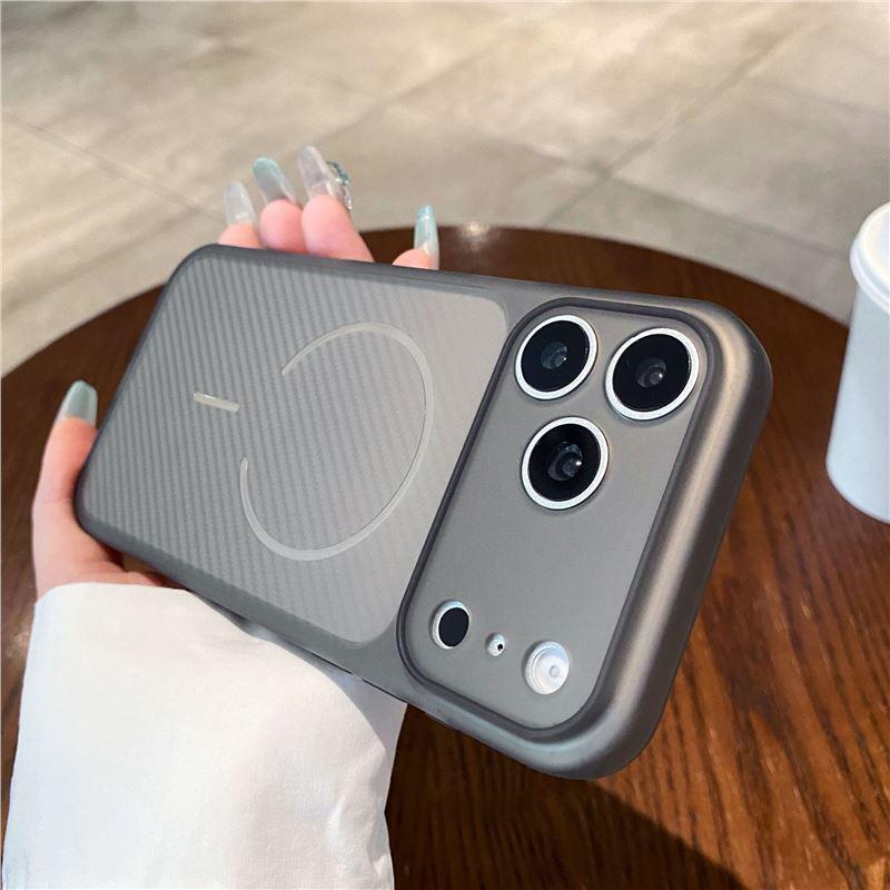 Ultra-Thin Magnetic Adsorption Case for iPhone 17 Pro Max, Frosted Diagonal Stripes, Drop-Proof Protective Cover.