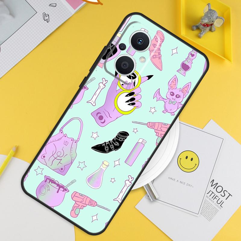 Girly Pastel Witch Goth Pattern For OPPO Reno 14F 13F 12F 11F 13 12 11 10 14 Pro 7 8 Lite 8T OPPO Find X5 X6 X8 X9 Pro Case