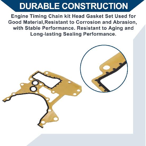 Motor-Steuergehäusedichtungssatz Nr. 24405911 für Chevrolet Sonic 1.8L 2012-2018 Steuergehäusedeckel Dichtung Langlebige Abdichtung Metall 1 Stück Goldfarben
