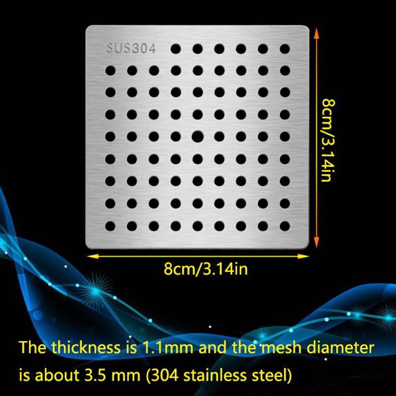 Edelstahl Bodenabläufe Netzabdeckung Quadratisches Abflussloch Dusche Haarfänger Filter Stöpsel Küche Badezimmer Beschlagteile