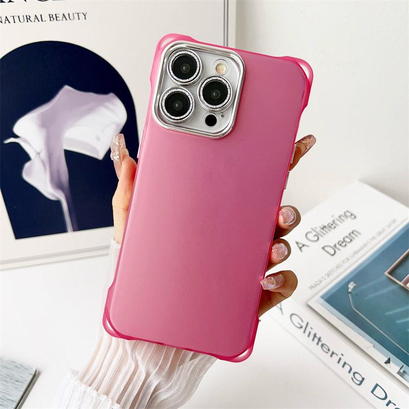 New Luxury Four-corner Anti-drop Frosted Case with Glitter Lens Film for iPhone 15 Pro Max 14 Plus 13 12 Pro 11 All-inclusive Anti-drop Cases