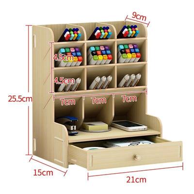Bleistifthalter, Schreibtisch-Organizer aus Holz mit Schubladen, 12 Fächer, Aufbewahrungsbox für Stifthalter, Organizer für Kunstbedarf, Schreibtisch