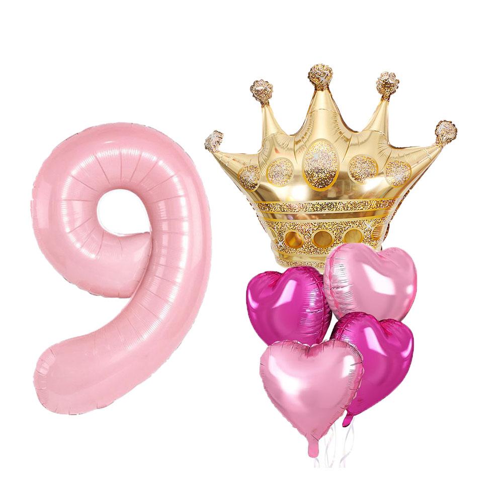 

4pcs Princess Birthday Party Decoration Balloons, 32 inch Pink Number Balloon for Girls’ Princess Royal Birthday Decoration Other