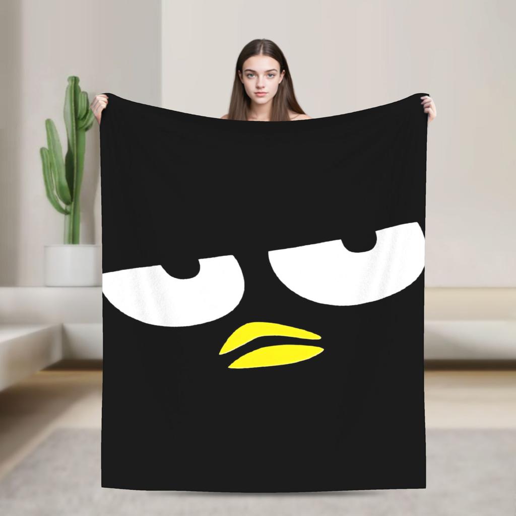 Kawaii Black Penguin Blanket Bad Badtz Maru Super Warm Pattern Plush Throw Blanket For Couch Bed Flannel Bedspread Bed Cover