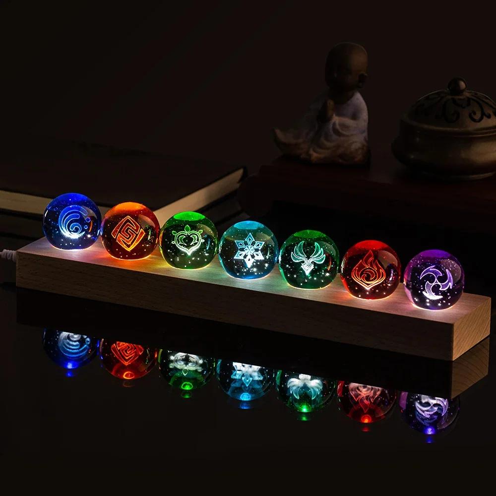 

Игра Genshin Impact Фигурка Хрустальный шар Ночники Шар Семи элементов с подставкой 3D Модель Игрушка Косплей Подарок на день рождения Домашний декор 40mm