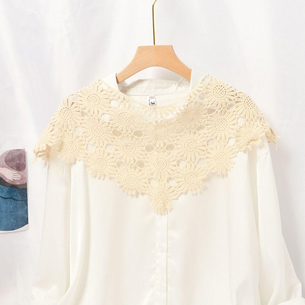 Creative Lace Shawl Poncho Tulle Lace Hollow Out Vest Fashion Fake Collar  Garment Accessories