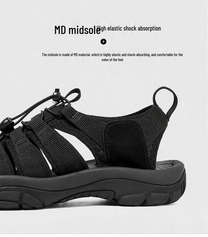Herren Sommer-Sandalen für draußen, geschlossen, dicke Sohle, große Größen, lässige Strandschuhe