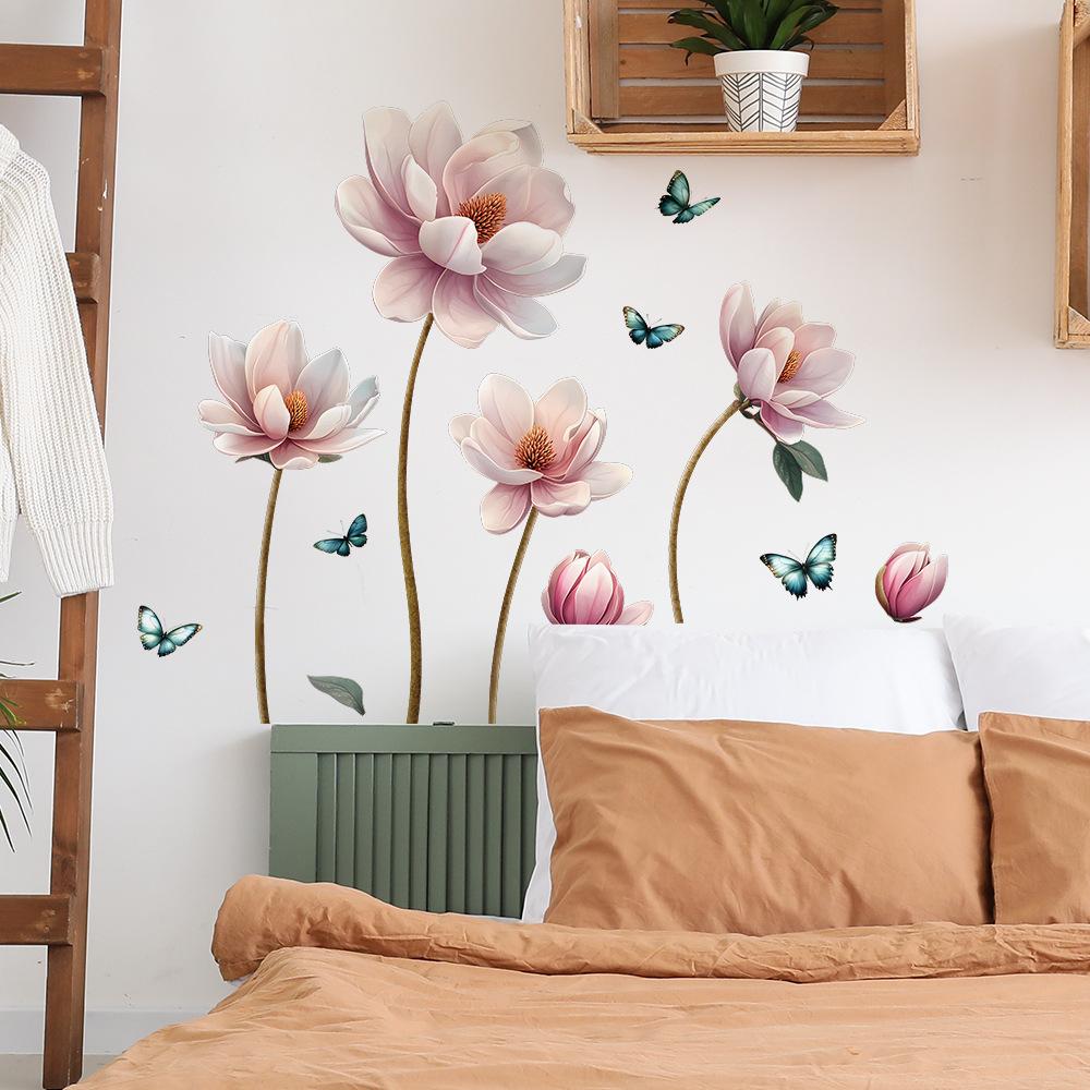 Kinesisk stil Relieffblomma Dekorativa Väggklistermärken för Sovrum Vardagsrum Entréhall Hem Bakgrund