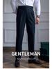 Herren Italienische Neapolitanische High-Waist Gerade Bein Lässige Stoffhose im Britischen Retro-Stil