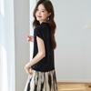 T-shirt da Donna Srcr Elegante in Seta Pieghettata e Intrecciata