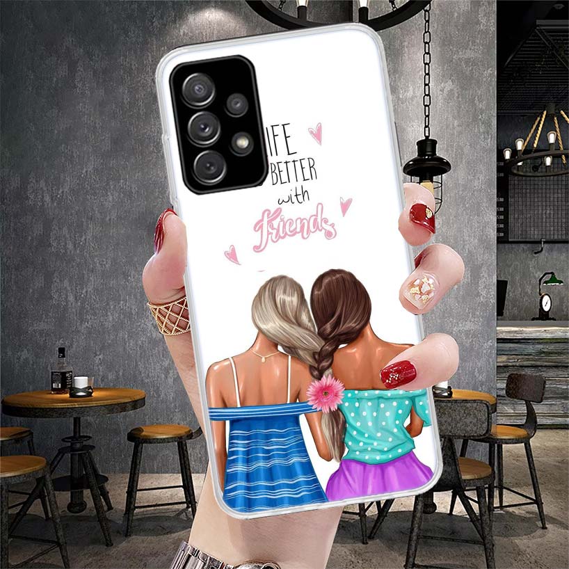Girls Best Friends Forever BFF Soft Phone Case For Samsung Galaxy A12 A22 A32 A52 A72 A02S A51 A50S A71 A70 A31 A20S Note 20 Ult