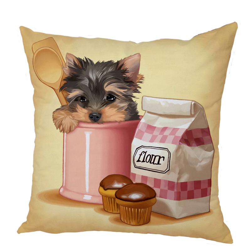 Color Cute Cartoon Dog Square Pillow Cushion Cover Car Sofa Office Chair Polyester  Case Home Decor Ornament