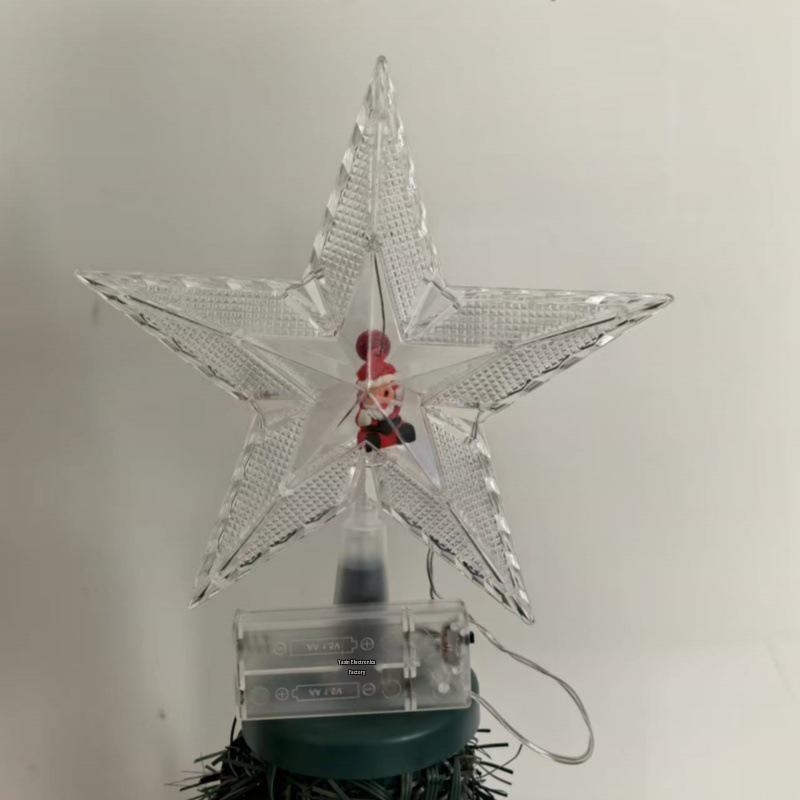 New 20cm Double-layer Five-pointed Star Snowman Tree Topper Light