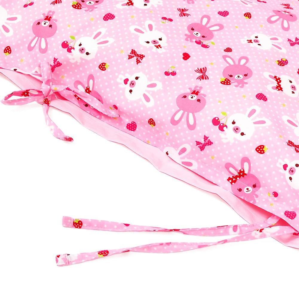COLORFUL CANDY STYLE 3-Piece Toddler Bedding Set Cotton Nap Mat Sheets Duvet Cover Pillowcase for Girls Preschool Kindergarten Rabbit Pink