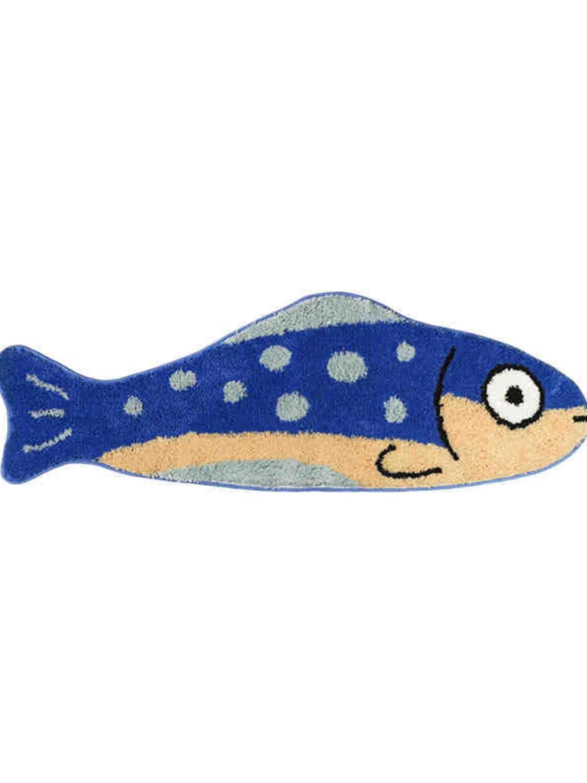 

VIKAMA Salted Fish Shape Creative Carpet Imitation Cashmere Carpet Bedroom Bedside Rugs Waterproof Non-Slip Bathroom Floor Mat 40X120CM (1.3X3.9FT