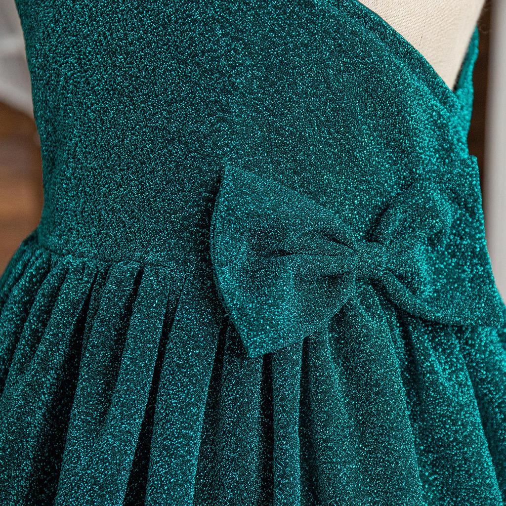 2024 Summer Sparkling Girls Dress Elegant Sloping Shoulder Sling Princess Dresses Dance Costume for Children