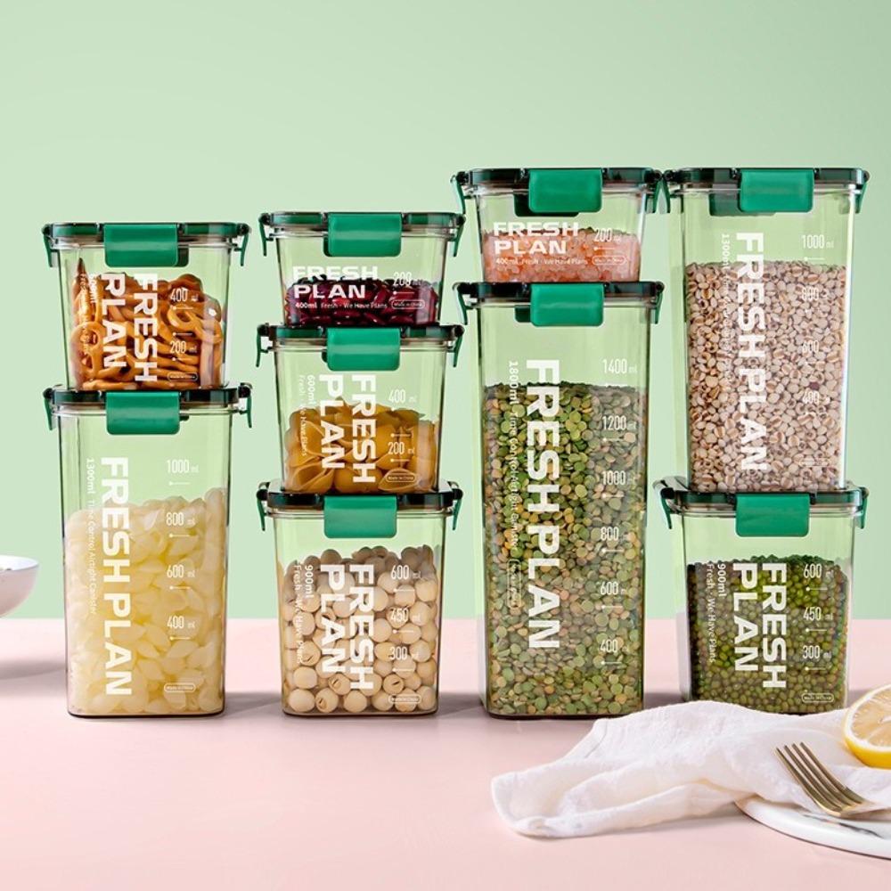 Plastové dózy na sušené ovoce s těsnicím víkem, nádoba na obilí, krabička na svačinu, kuchyňské potřeby