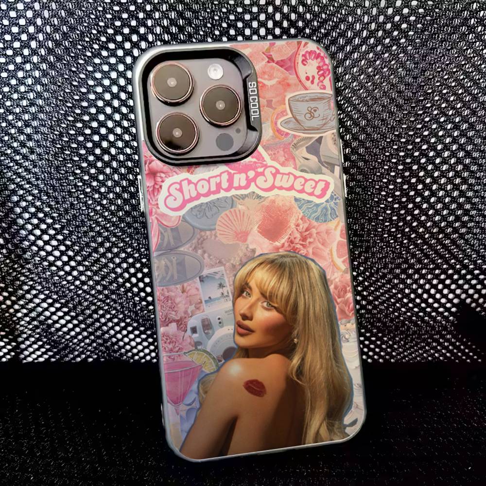Sabrina Carpenter Short n Sweet Phone Case For iPhone 16,15,14,13,12,11,8,7,Pro,Max,Plus,Mini,XS,SE Anti Fall Black Matte Hard