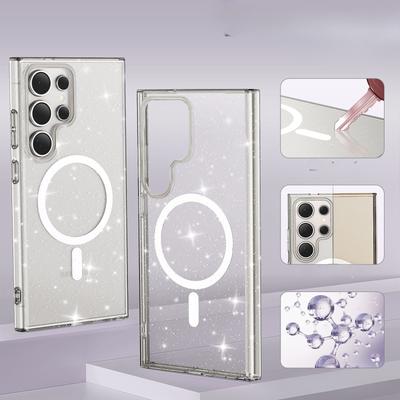 Odpowiednie dla Samsunga S25ultra Antybakteryjne Etui na Telefon Komórkowy S24uN52 Magnetyczne S23FE Gwieździste Niebo Brokat Przezroczyste Etui Ochronne