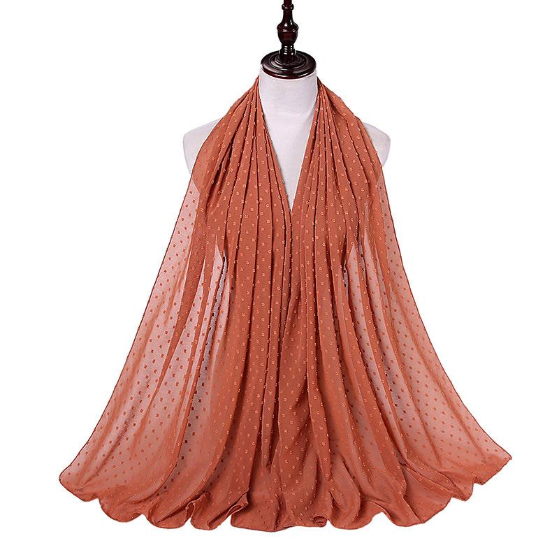 Pearl Tassel Solid Color Chiffon Headscarf