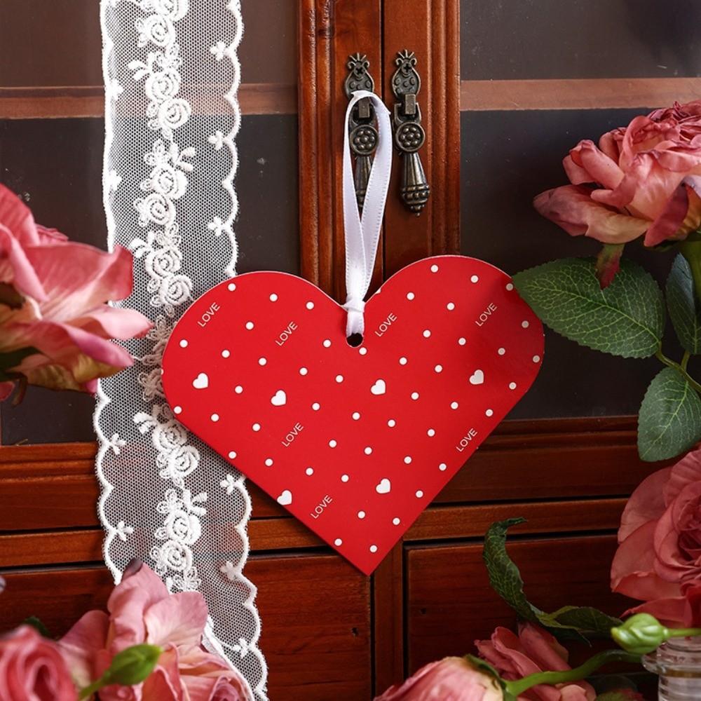 20Pcs Heart-shaped Greeting Cards Handwritten Blank Alien Love Card Can hang rope with holes Gift Card Valentine's Day