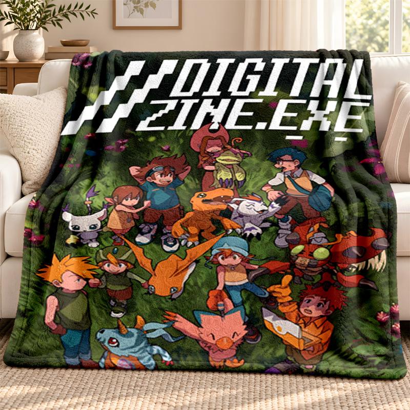 Digimon blanket Flannel Blanket Soft Cozy Plush Throw for Sofa Bed Lightweight Home Decoration Outdoor camping