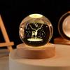Starry Elk Crystal Ball Night Light - 3D Carved Luminous Desktop Ornament for Christmas, Birthdays, or Valentine's Day