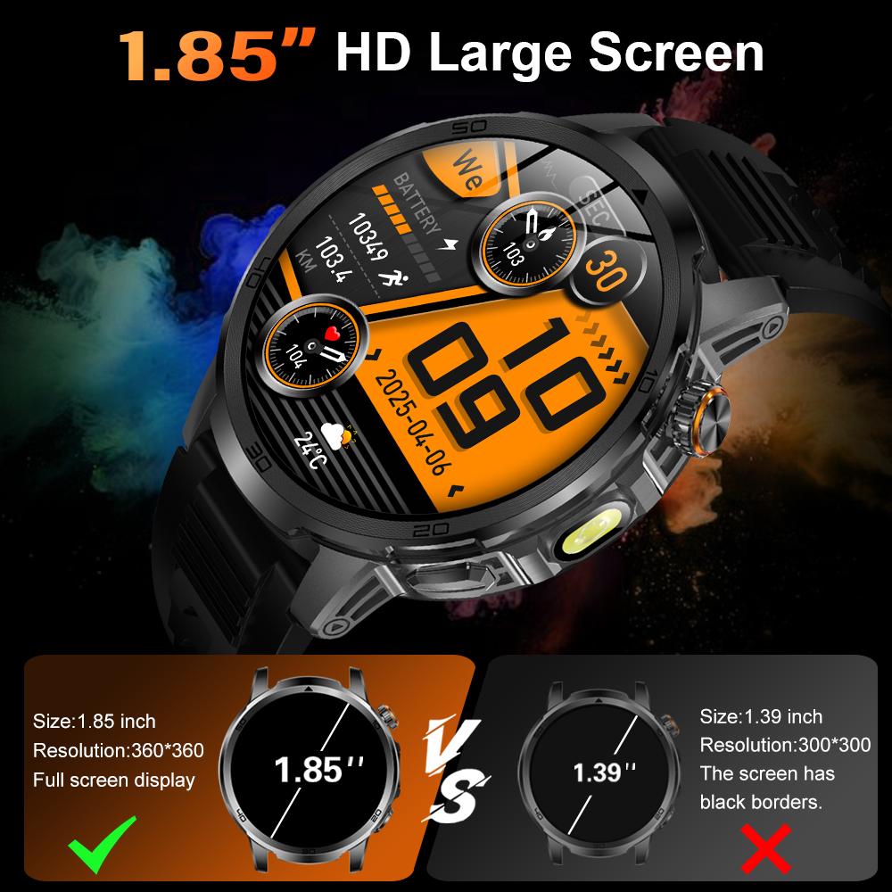 MEVADEN New 1.85 Inch Men's Bluetooth Call Smart Watch Sports Fitness Tracker Heart Monitor LED Flashlight Smartwatch For Android IOS 1000mAh MD60