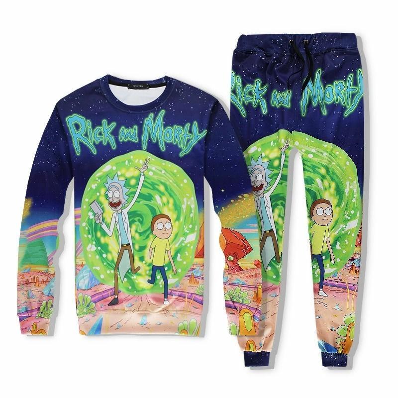 Fun New Rick And Morty Cartoon Galaxy 3d Sweater Hoodie Pants Outfit Tracksuit