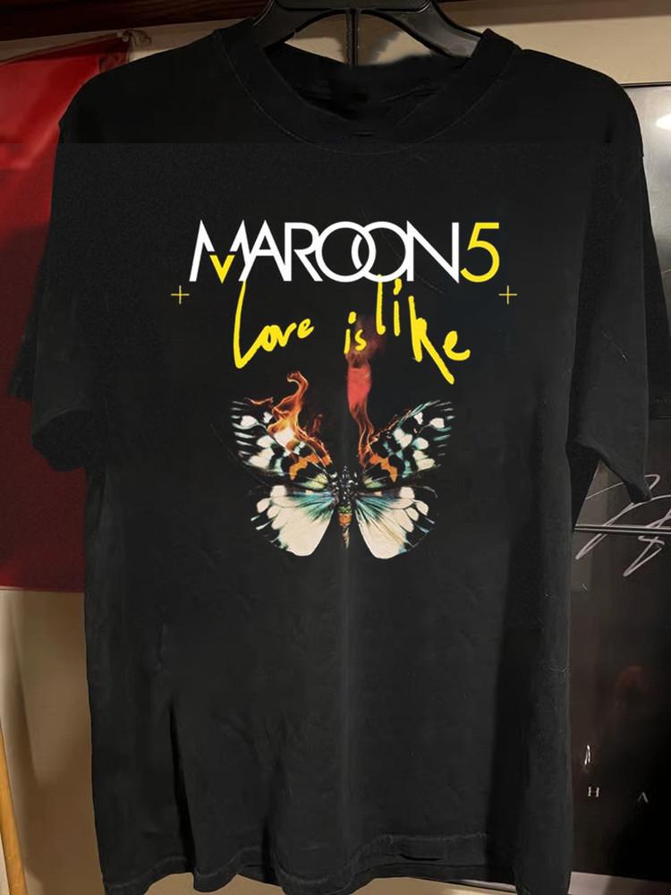 Hot Rare Maroon 5 Love Is Like Gift For Fans Black S-5XL Shirt AA069 Unisex T-Shirt S