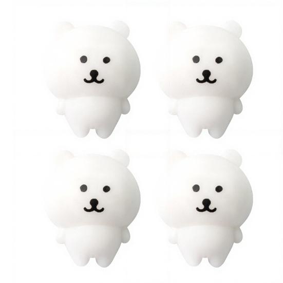 Xiaobudian 4Pcs Mini Cartoon Bear Squeeze Toy, Stress Relief White Sensory Focus Aid Hand Relaxation Fidget Party Favors