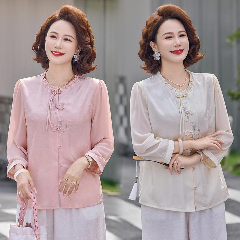 2026 Elegant Chinese Style Summer Cardigan for Middle-Aged & Elderly Women