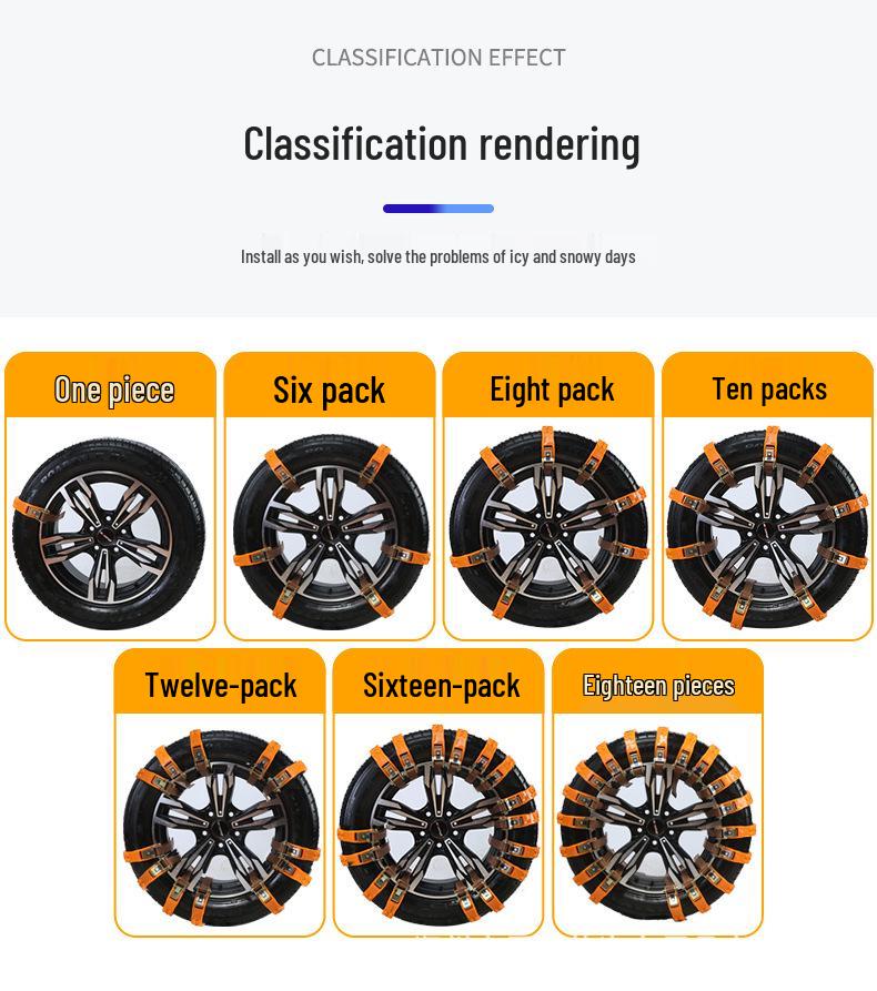 Universal Anti-Skid Snow Chains for Cars, Vans, Sedans, and SUVs