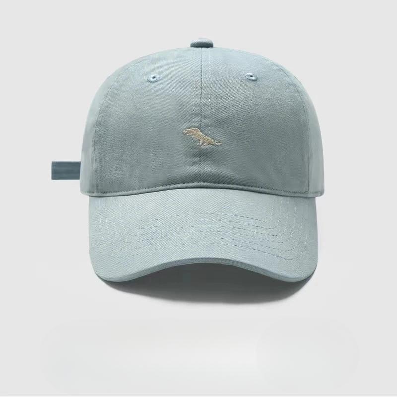Вышитая бейсболка с динозавром, корейская, с широкими полями, подчеркивающая лицо, маленькая шляпа для женщин, новая весенне-летняя бейсболка для мужчин Adjustable