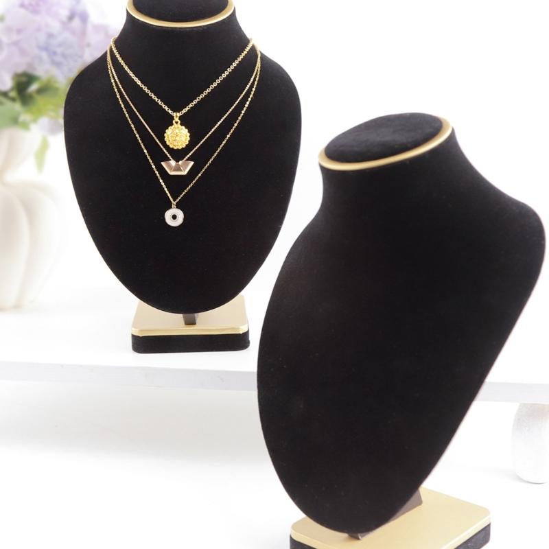 Velvets Mannequin Necklace Holder Jewelry Display Stand For Retail Stores Exhibitions Dust Resistant Easy To Clean