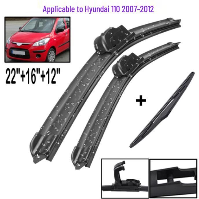 

Front & Rear Windshield Wiper Blades: 22 +16 +12 for Hyundai i10 MK1 (2007-2013)