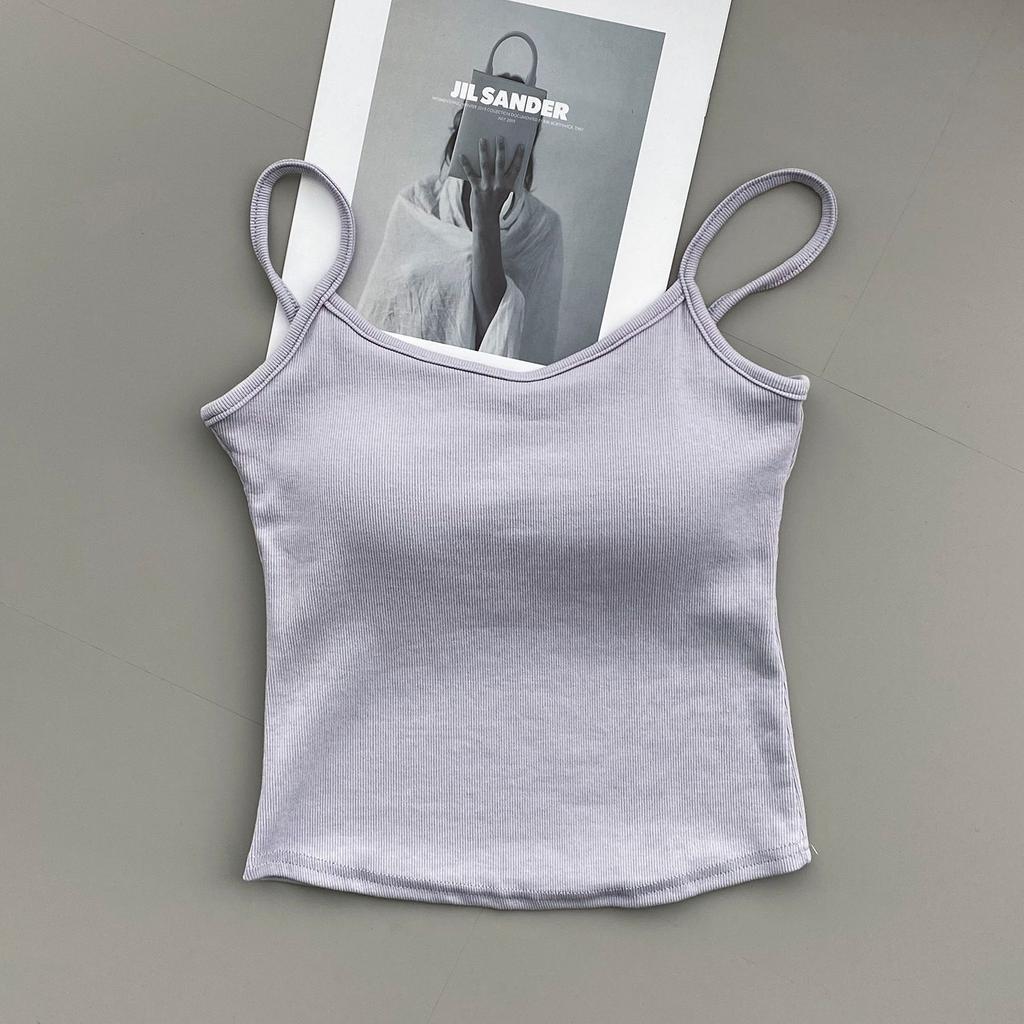 Women's Padded Camisole Top, Stretchy Slimming Cami with Built-in Bra, Pure Desire Style Spring Summer Basic