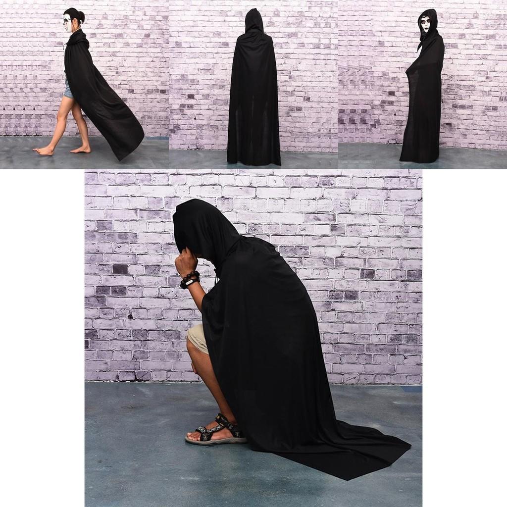 Halloween Cloak Cosplay Grim Reaper Vampire Witch Wizard Robe Party Adult Children Black Cloak Cape