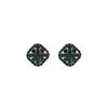 Silver Needle Rhinestone Stud Earrings - Luxurious Green Geometric Design