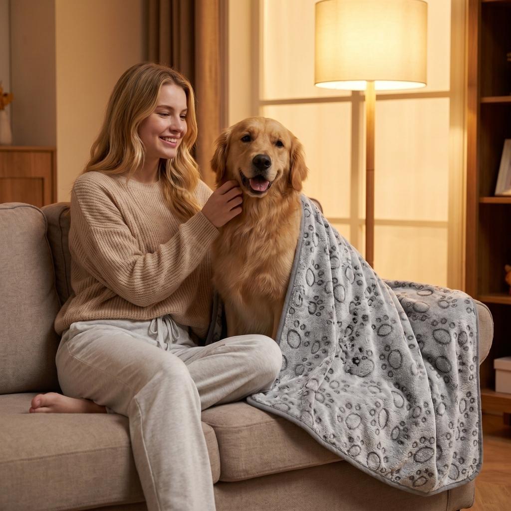 Pet Blanket for Dogs Cats - Foldable Machine Cozy Bed Cover for Crate Kennel Travel Indoor Use