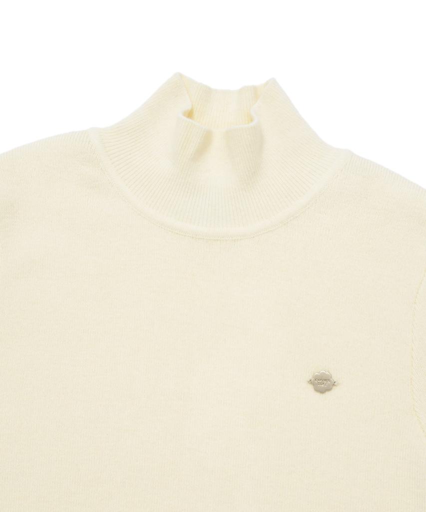 COVERNAT WOMAN Turtleneck Puff Sleeve Half Knit Ivory
