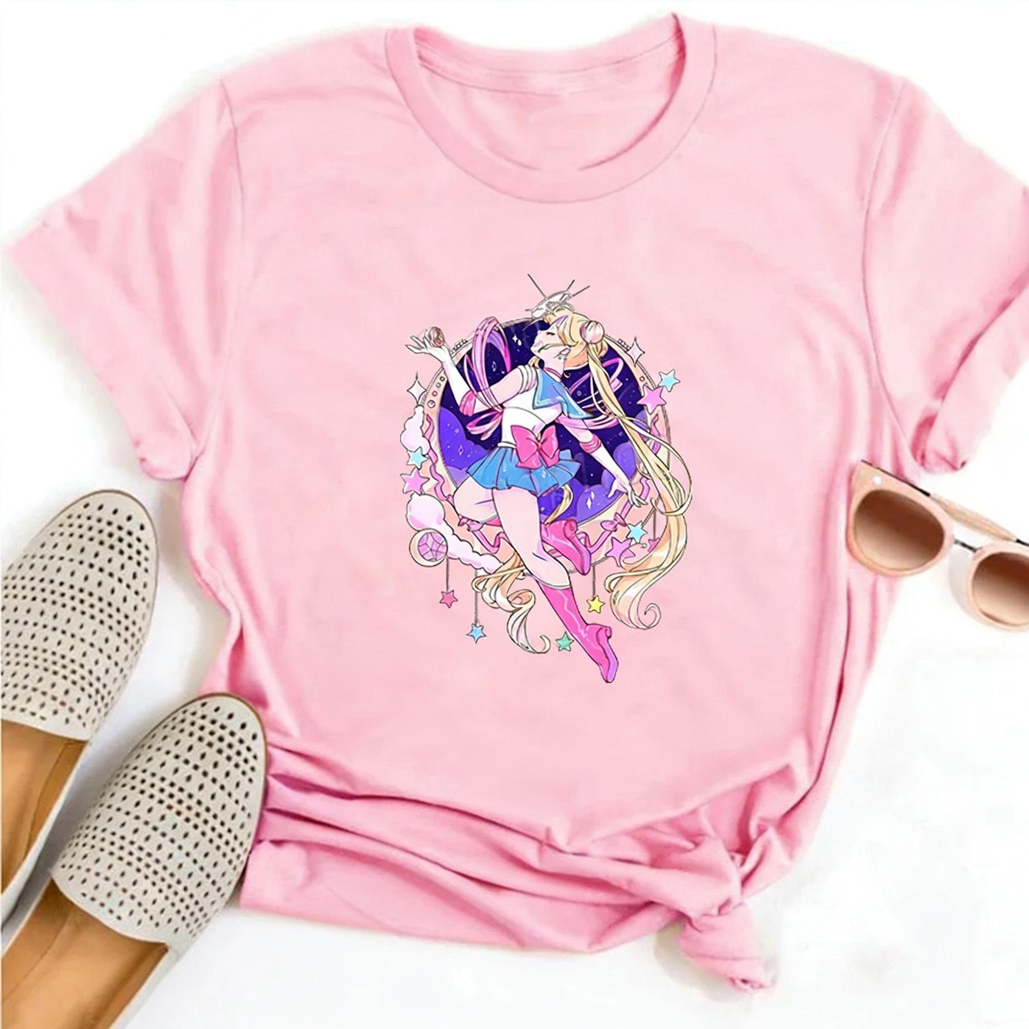 

Summer 2026 Sailor Moon Four Grid Emoji Pack Soft Street Trend 100 Cotton Print Loose Tshirt Malefemale Top Y2k S